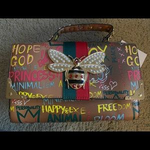 Edgy 2 in 1 Butterfly Graffiti Handbag w/matching wallet